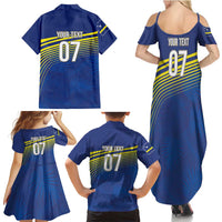 Curacao Football Custom Korsou Blue Wave Family Matching Summer Maxi Dress and Hawaiian Shirt Making History - Wonder Print Shop