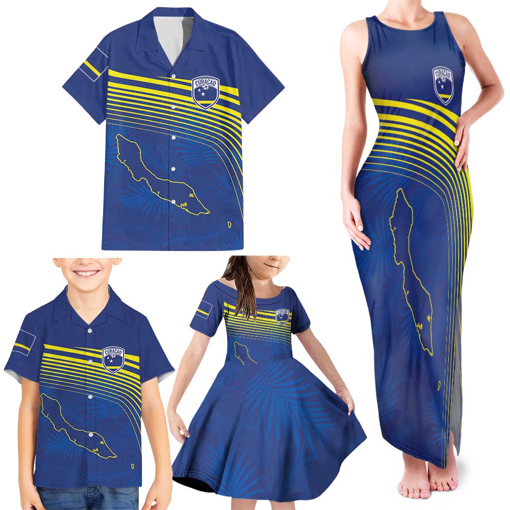 Curacao Football Custom Korsou Blue Wave Family Matching Tank Maxi Dress and Hawaiian Shirt Making History - Wonder Print Shop