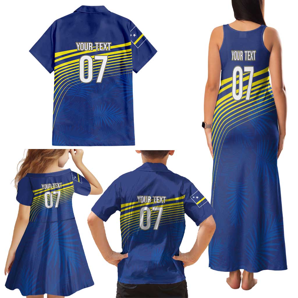 Curacao Football Custom Korsou Blue Wave Family Matching Tank Maxi Dress and Hawaiian Shirt Making History - Wonder Print Shop