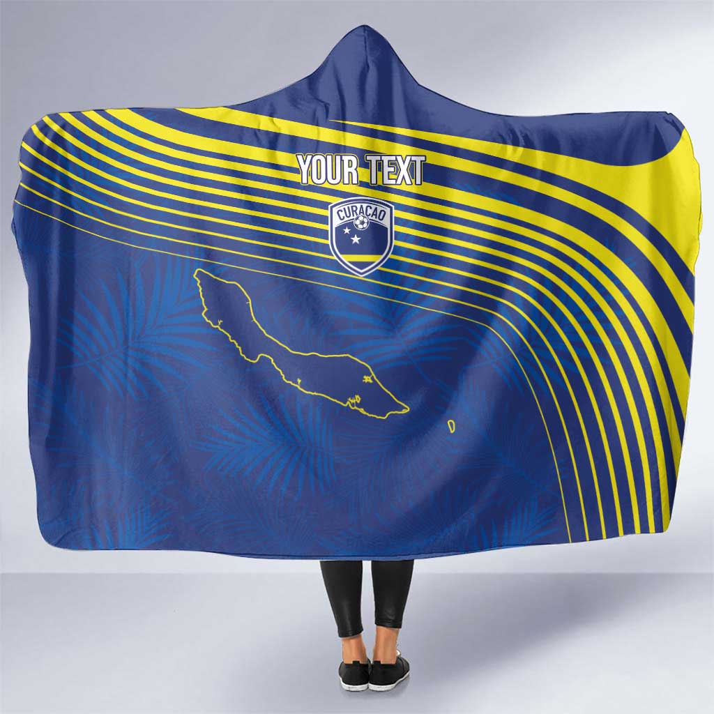 Curacao Football Custom Korsou Blue Wave Hooded Blanket Making History - Wonder Print Shop
