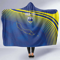 Curacao Football Custom Korsou Blue Wave Hooded Blanket Making History - Wonder Print Shop