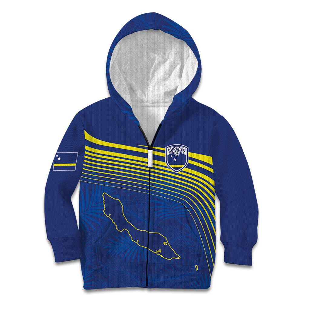 Curacao Football Custom Korsou Blue Wave Kid Hoodie Making History - Wonder Print Shop