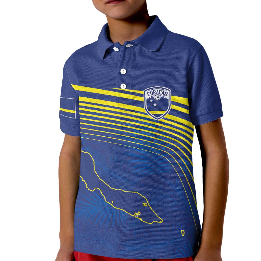 Curacao Football Custom Korsou Blue Wave Kid Polo Shirt Making History - Wonder Print Shop