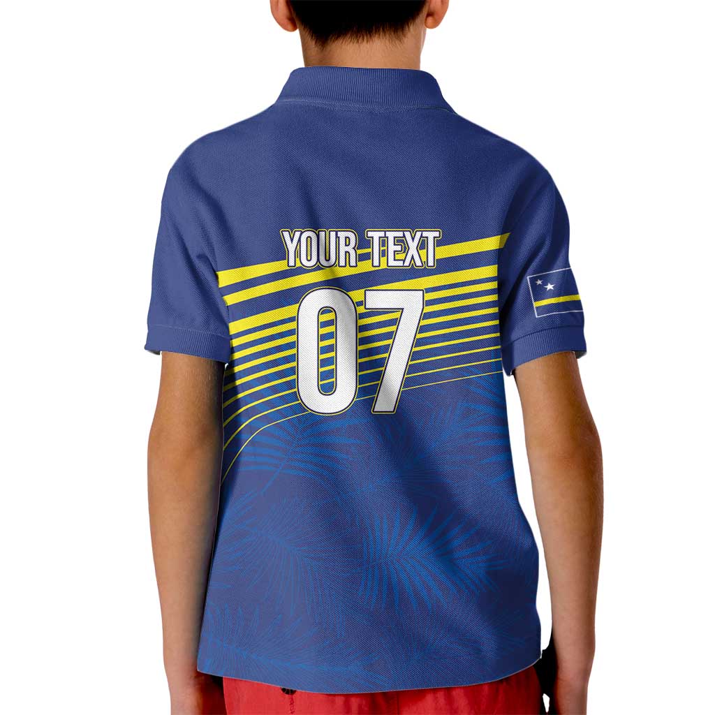 Curacao Football Custom Korsou Blue Wave Kid Polo Shirt Making History - Wonder Print Shop