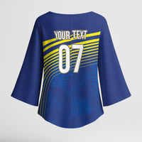 Curacao Football Custom Korsou Blue Wave Kimono Sleeve Blouse Making History - Wonder Print Shop