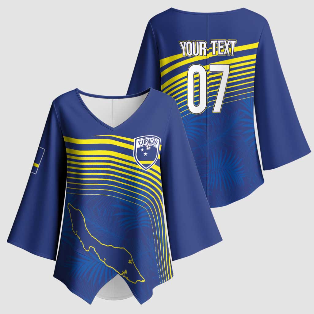Curacao Football Custom Korsou Blue Wave Kimono Sleeve Blouse Making History - Wonder Print Shop