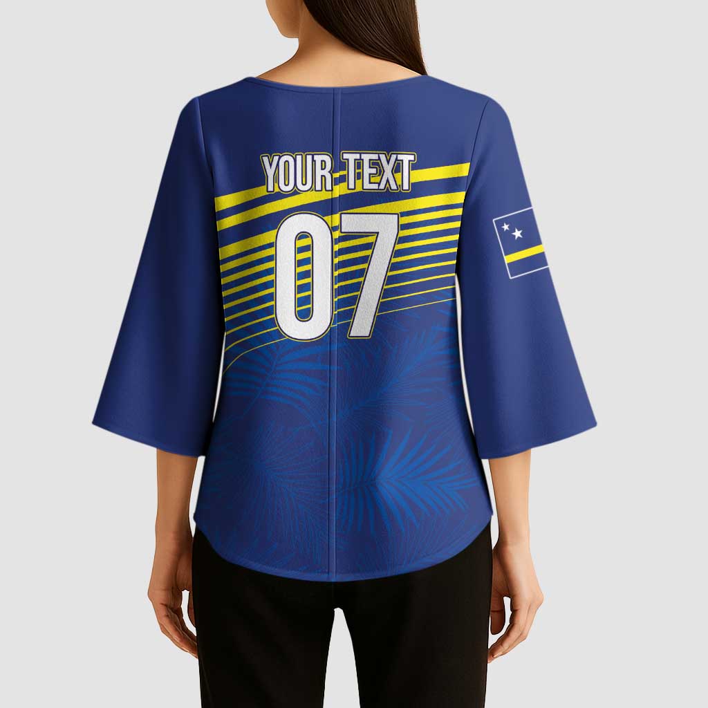 Curacao Football Custom Korsou Blue Wave Kimono Sleeve Blouse Making History - Wonder Print Shop