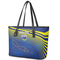 Curacao Football Custom Korsou Blue Wave Leather Tote Bag Making History - Wonder Print Shop