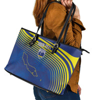 Curacao Football Custom Korsou Blue Wave Leather Tote Bag Making History - Wonder Print Shop