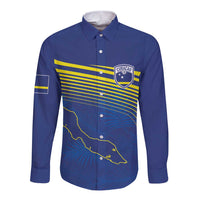 Curacao Football Custom Korsou Blue Wave Long Sleeve Button Shirt Making History - Wonder Print Shop