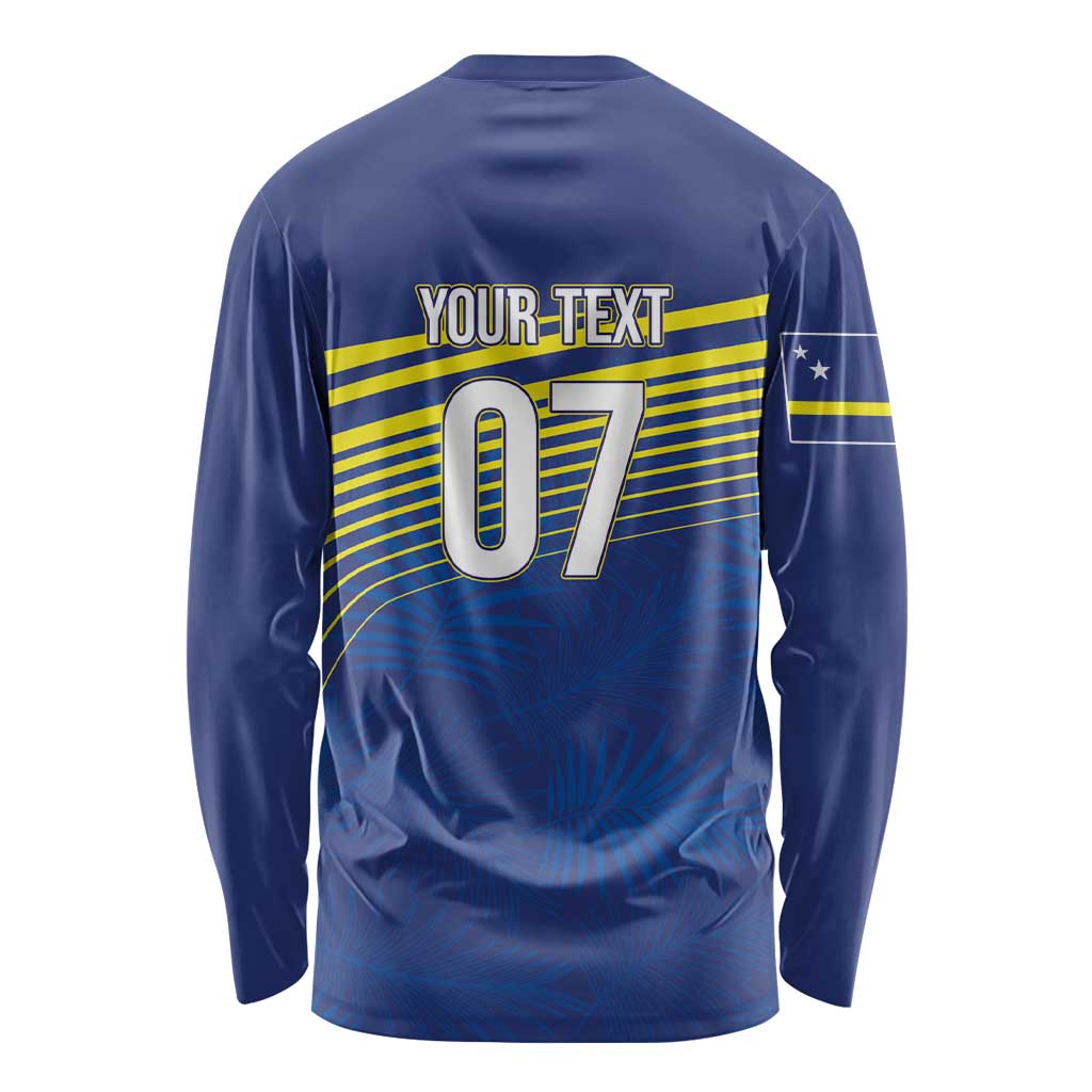 Curacao Football Custom Korsou Blue Wave Long Sleeve Shirt Making History - Wonder Print Shop