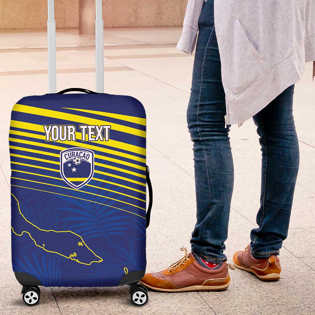Curacao Football Custom Korsou Blue Wave Luggage Cover Making History - Wonder Print Shop