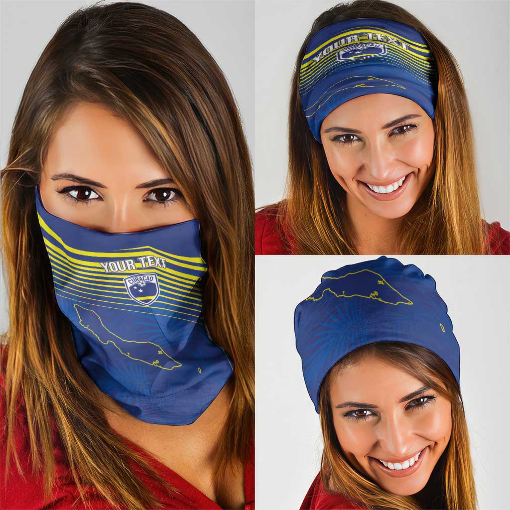 Curacao Football Custom Korsou Blue Wave Neck Gaiter Making History - Wonder Print Shop