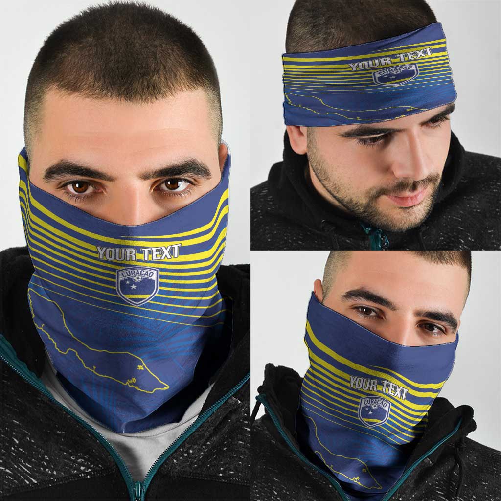 Curacao Football Custom Korsou Blue Wave Neck Gaiter Making History - Wonder Print Shop