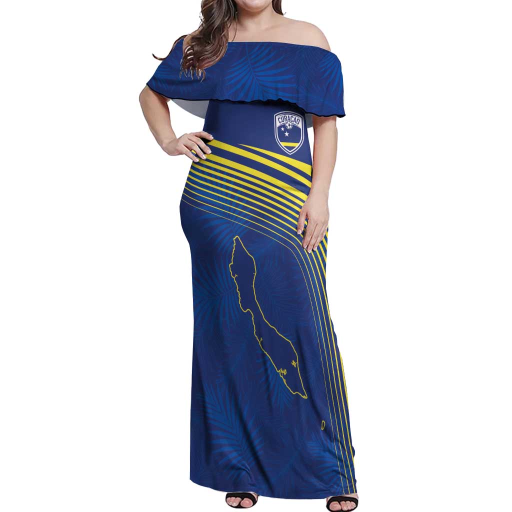 Curacao Football Custom Korsou Blue Wave Off Shoulder Maxi Dress Making History - Wonder Print Shop