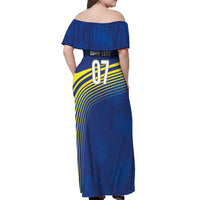Curacao Football Custom Korsou Blue Wave Off Shoulder Maxi Dress Making History - Wonder Print Shop