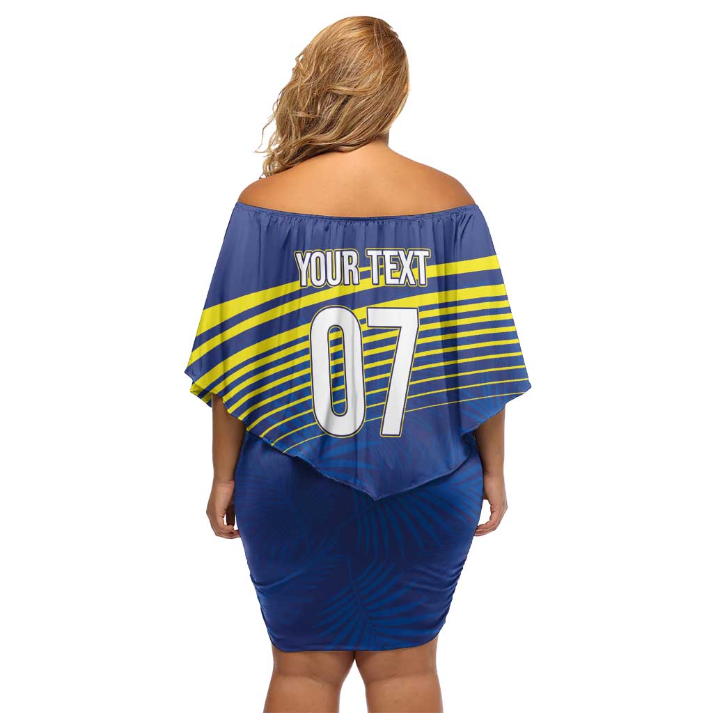 Curacao Football Custom Korsou Blue Wave Off Shoulder Short Dress Making History - Wonder Print Shop