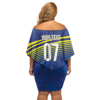 Curacao Football Custom Korsou Blue Wave Off Shoulder Short Dress Making History - Wonder Print Shop