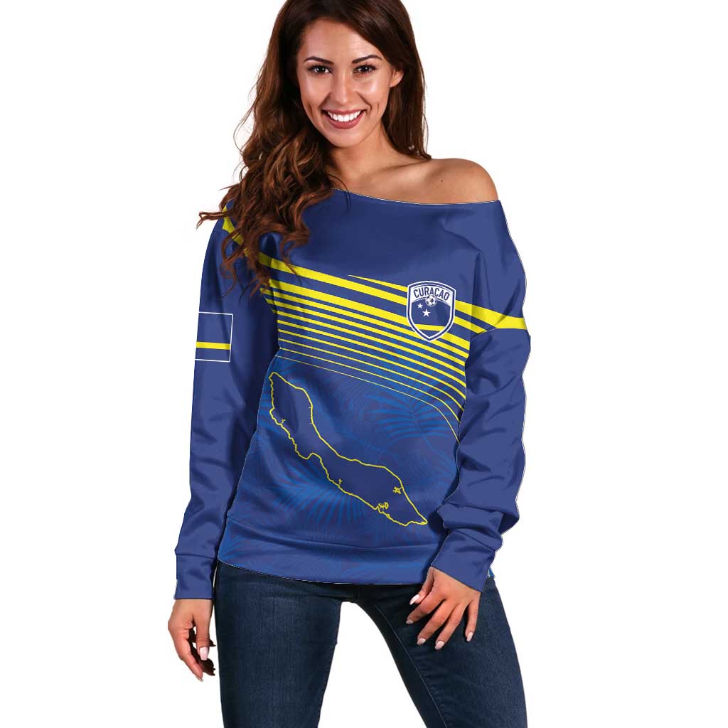 Curacao Football Custom Korsou Blue Wave Off Shoulder Sweater Making History - Wonder Print Shop