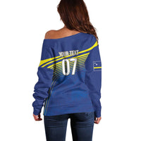Curacao Football Custom Korsou Blue Wave Off Shoulder Sweater Making History - Wonder Print Shop