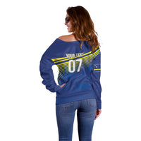 Curacao Football Custom Korsou Blue Wave Off Shoulder Sweater Making History - Wonder Print Shop