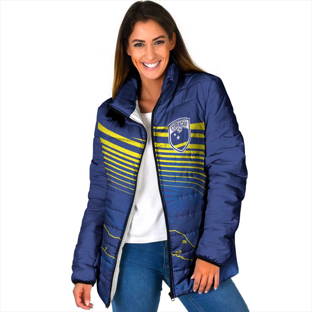 Curacao Football Custom Korsou Blue Wave Padded Jacket Making History - Wonder Print Shop