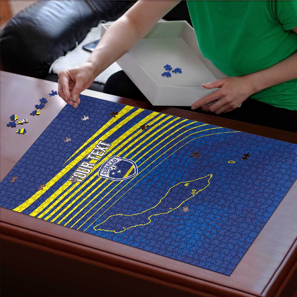 Curacao Football Custom Korsou Blue Wave Puzzle Making History - Wonder Print Shop