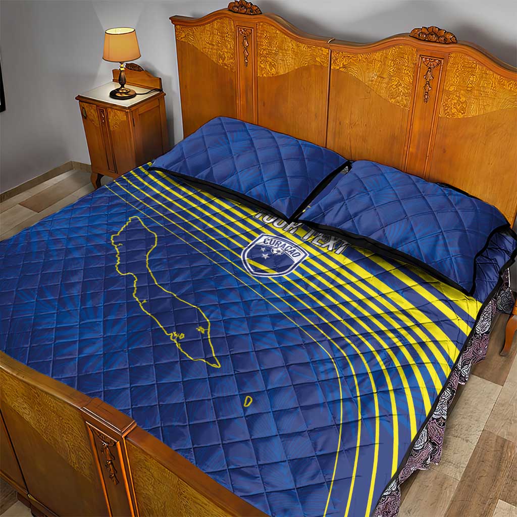 Curacao Football Custom Korsou Blue Wave Quilt Bed Set Making History - Wonder Print Shop