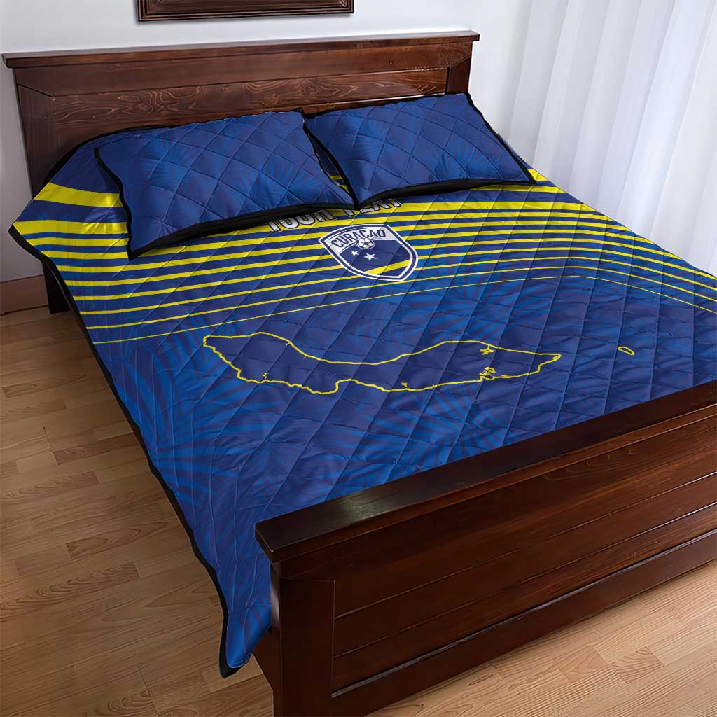 Curacao Football Custom Korsou Blue Wave Quilt Bed Set Making History - Wonder Print Shop