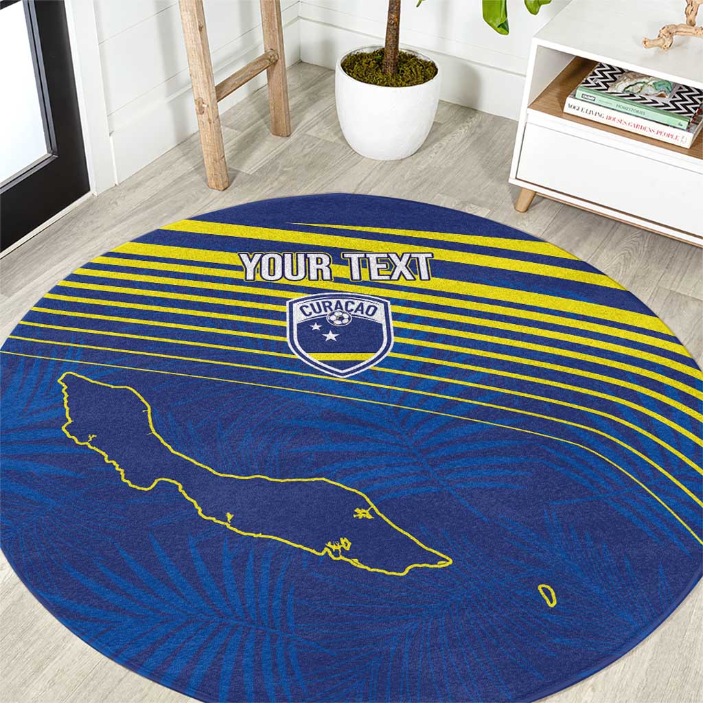 Curacao Football Custom Korsou Blue Wave Round Carpet Making History - Wonder Print Shop
