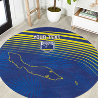 Curacao Football Custom Korsou Blue Wave Round Carpet Making History - Wonder Print Shop
