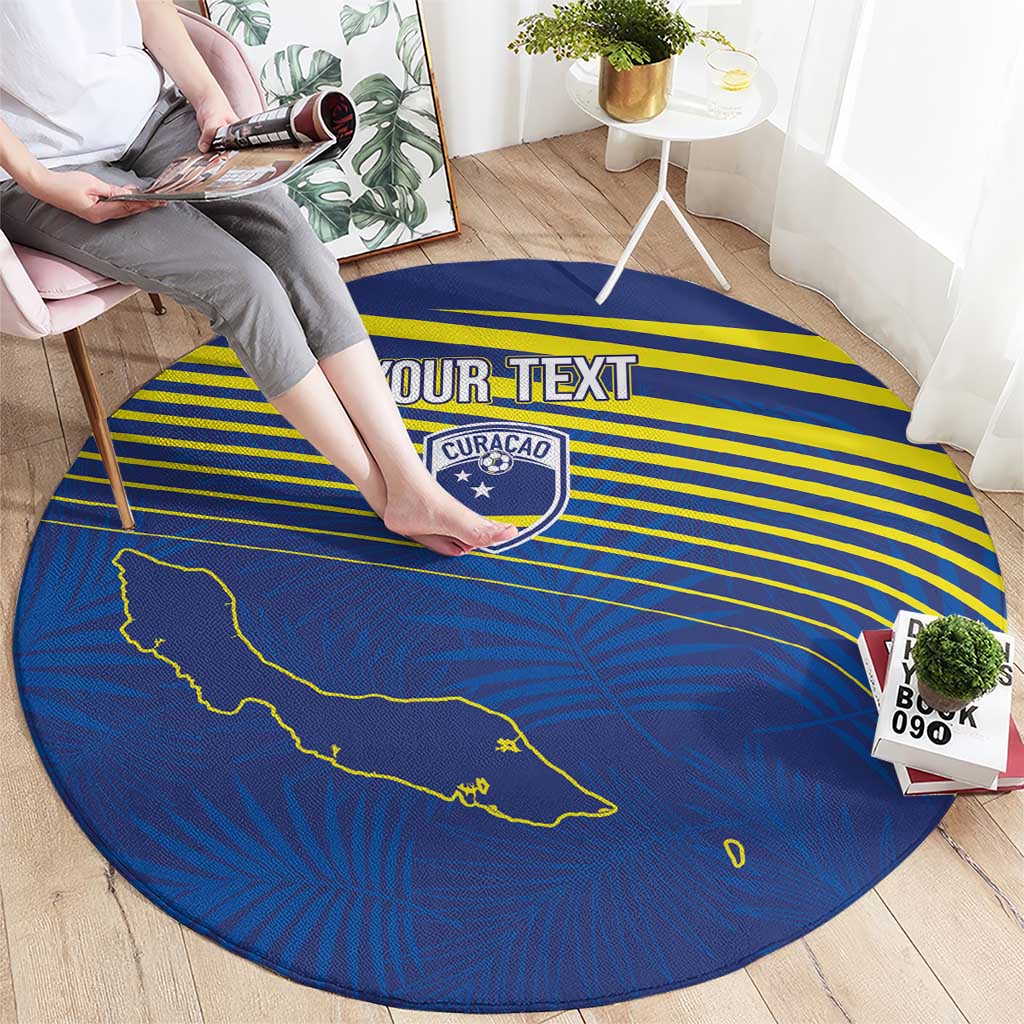 Curacao Football Custom Korsou Blue Wave Round Carpet Making History - Wonder Print Shop