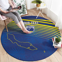 Curacao Football Custom Korsou Blue Wave Round Carpet Making History - Wonder Print Shop