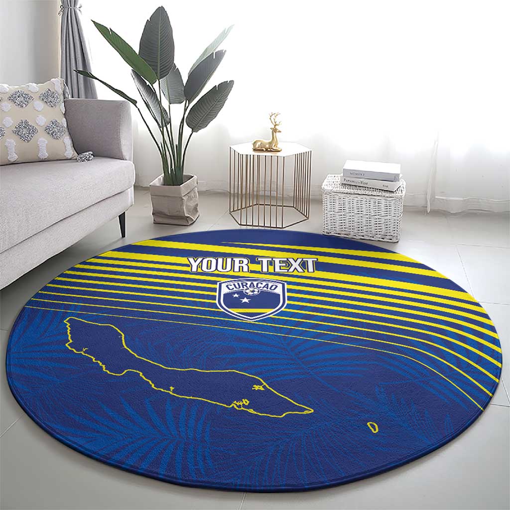Curacao Football Custom Korsou Blue Wave Round Carpet Making History - Wonder Print Shop