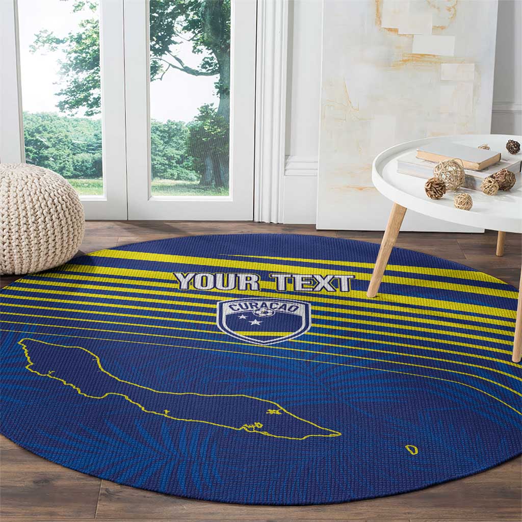 Curacao Football Custom Korsou Blue Wave Round Carpet Making History - Wonder Print Shop