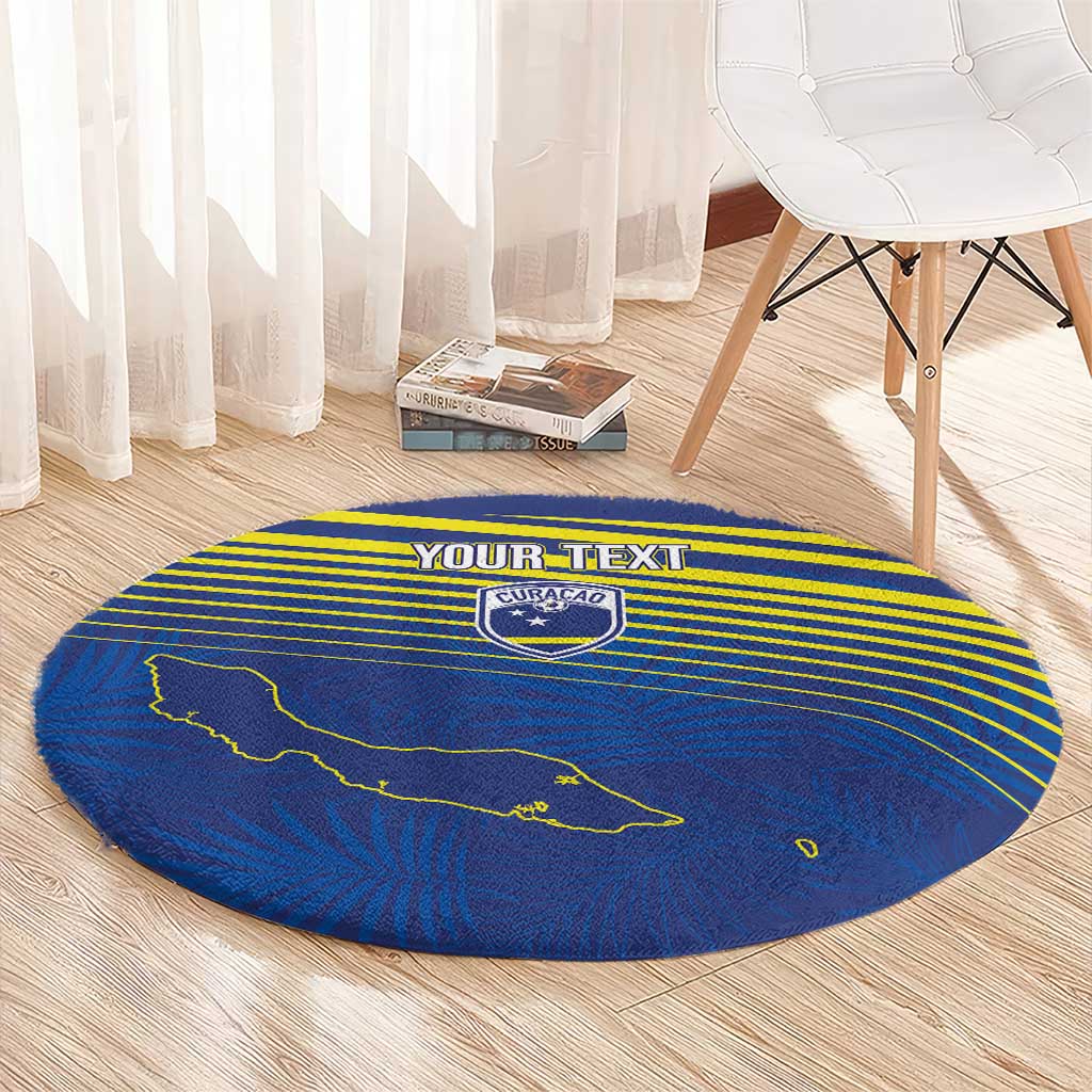 Curacao Football Custom Korsou Blue Wave Round Carpet Making History - Wonder Print Shop