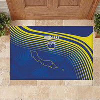 Curacao Football Custom Korsou Blue Wave Rubber Doormat Making History - Wonder Print Shop