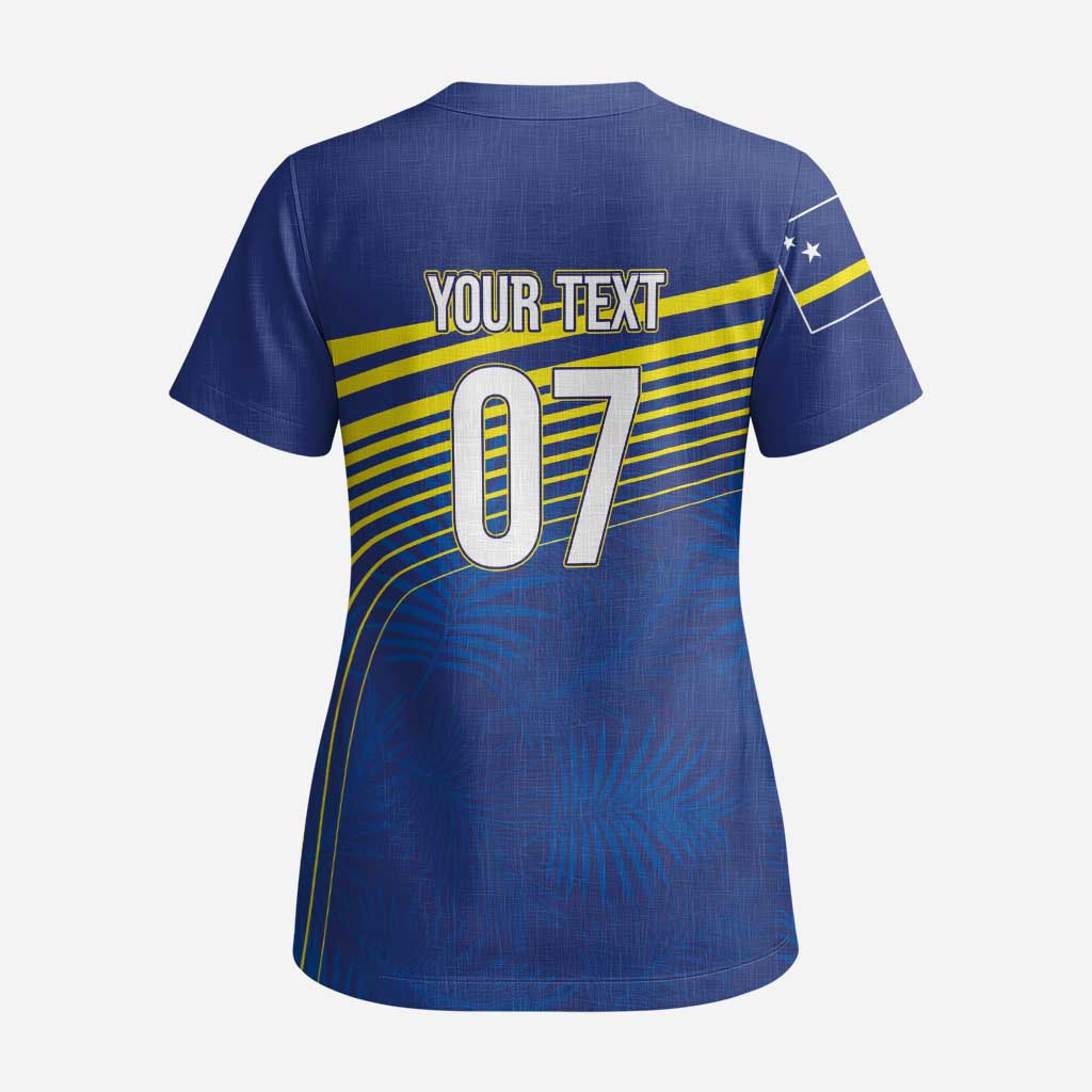 Curacao Football Custom Korsou Blue Wave Scrub Top Making History - Wonder Print Shop