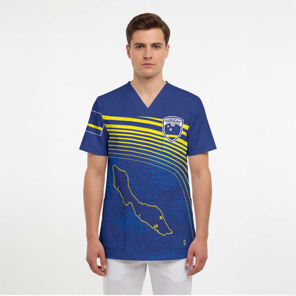 Curacao Football Custom Korsou Blue Wave Scrub Top Making History - Wonder Print Shop