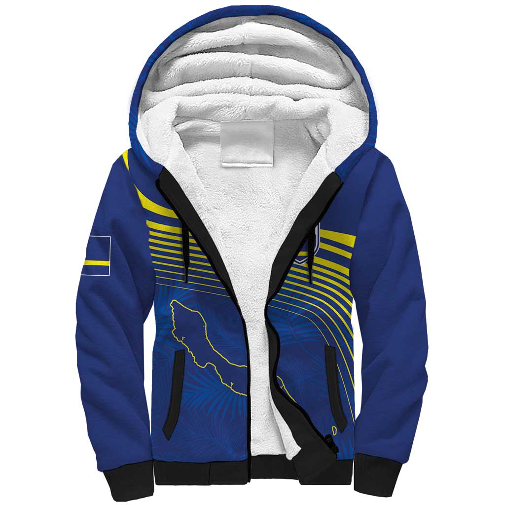 Curacao Football Custom Korsou Blue Wave Sherpa Hoodie Making History - Wonder Print Shop