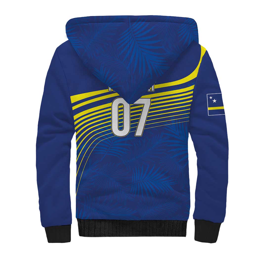 Curacao Football Custom Korsou Blue Wave Sherpa Hoodie Making History - Wonder Print Shop