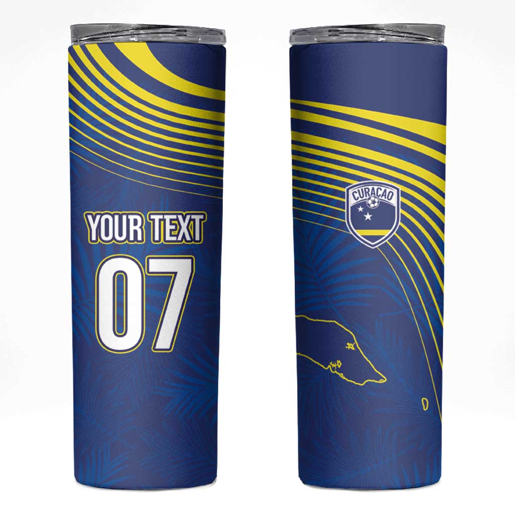 Curacao Football Custom Korsou Blue Wave Skinny Tumbler Making History - Wonder Print Shop