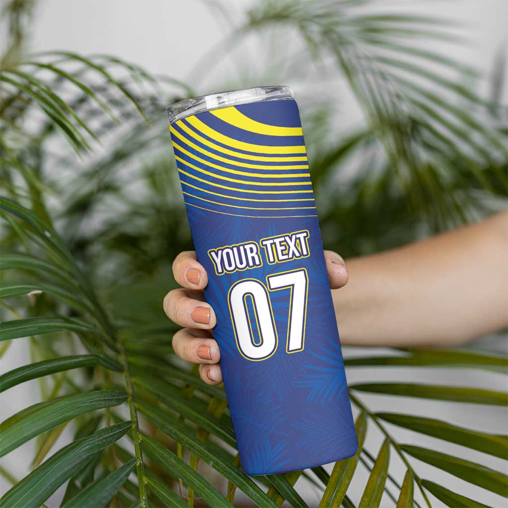 Curacao Football Custom Korsou Blue Wave Skinny Tumbler Making History - Wonder Print Shop