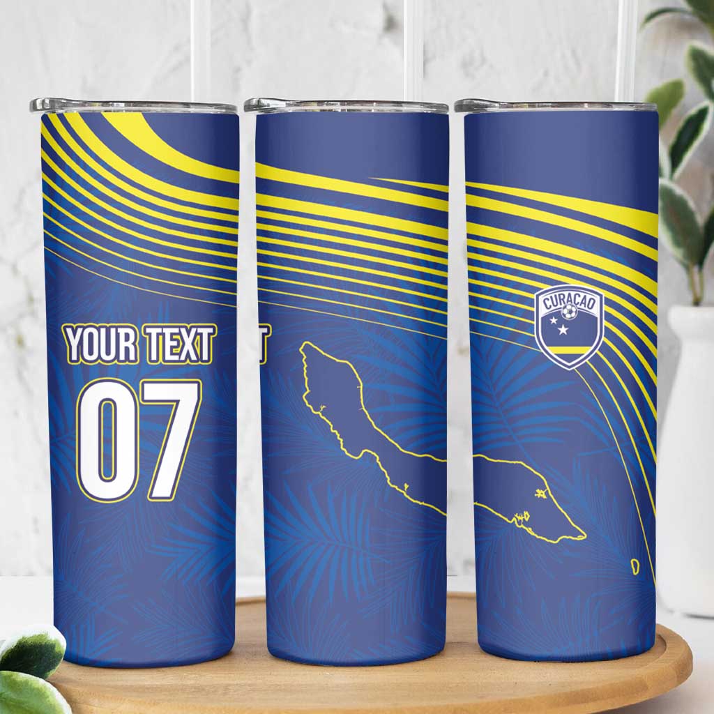 Curacao Football Custom Korsou Blue Wave Skinny Tumbler Making History - Wonder Print Shop