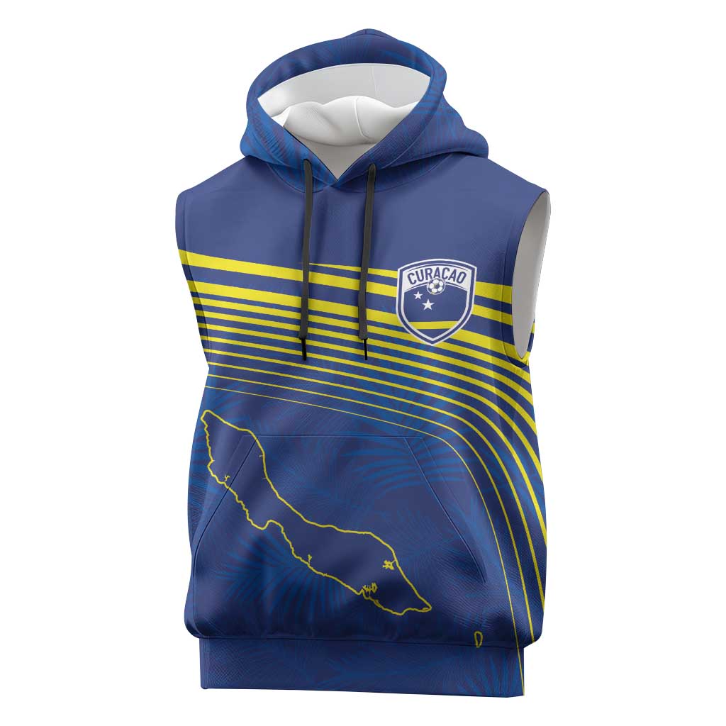 Curacao Football Custom Korsou Blue Wave Sleeveless Hoodie Making History - Wonder Print Shop
