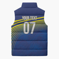Curacao Football Custom Korsou Blue Wave Sleeveless Puffer Jacket Making History - Wonder Print Shop