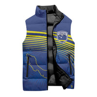 Curacao Football Custom Korsou Blue Wave Sleeveless Puffer Jacket Making History - Wonder Print Shop