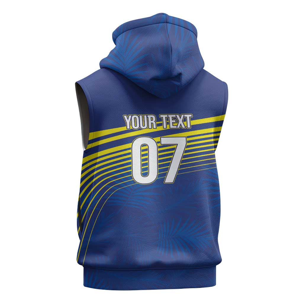 Curacao Football Custom Korsou Blue Wave Sleeveless Zip Hoodie Making History - Wonder Print Shop