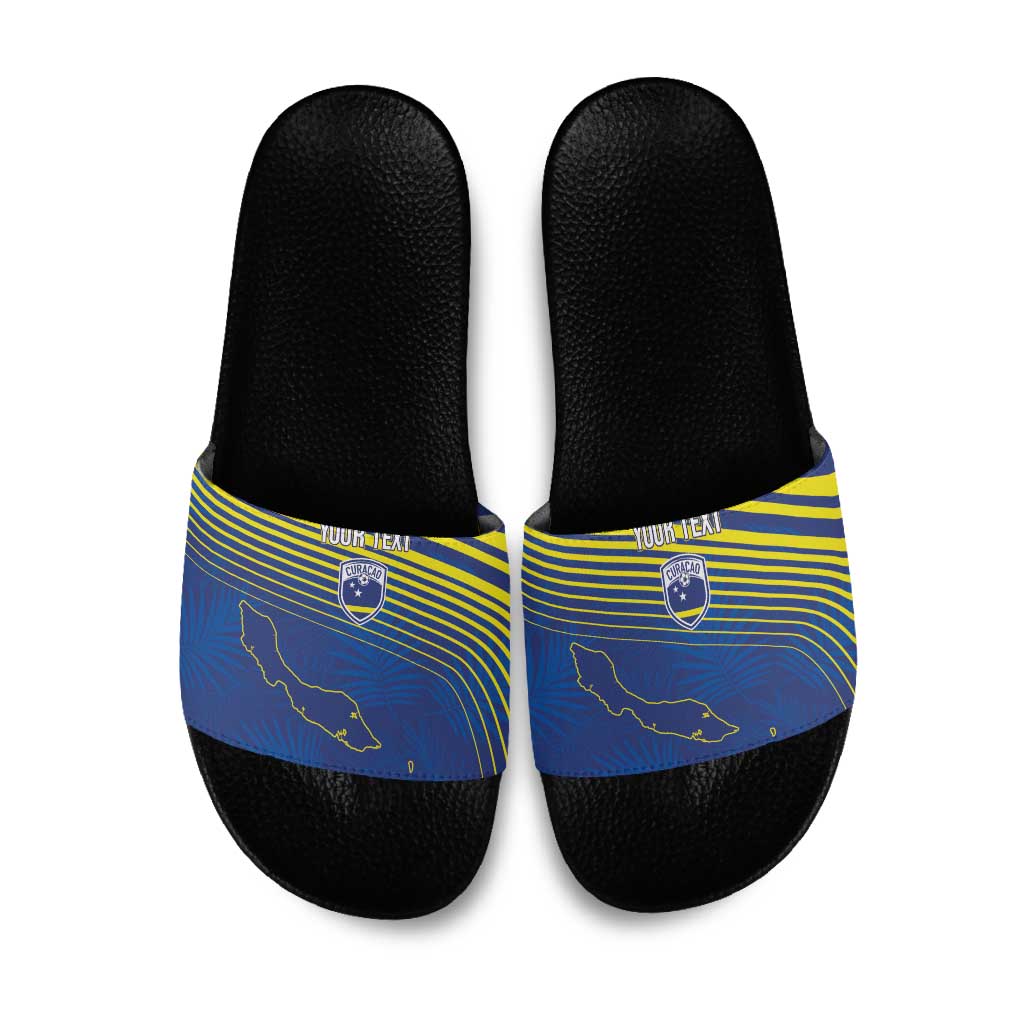 Curacao Football Custom Korsou Blue Wave Slide Sandals Making History - Wonder Print Shop