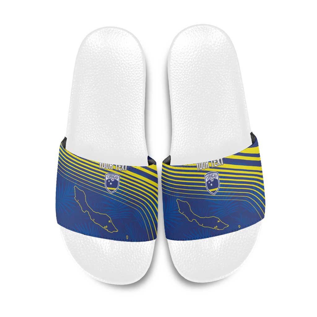 Curacao Football Custom Korsou Blue Wave Slide Sandals Making History - Wonder Print Shop